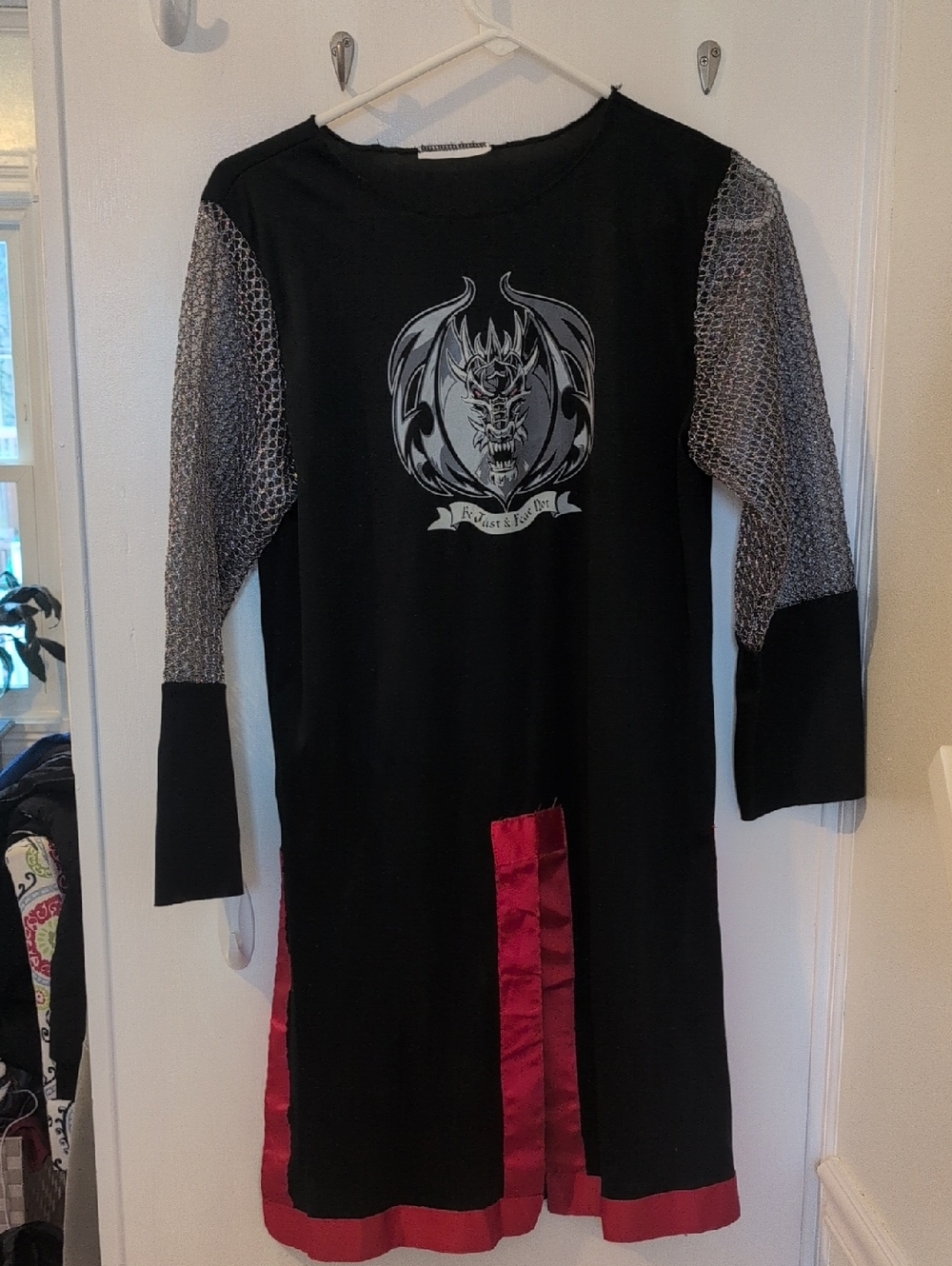 Black & Red Dragon Graphic Kids Tunic Top- Costume